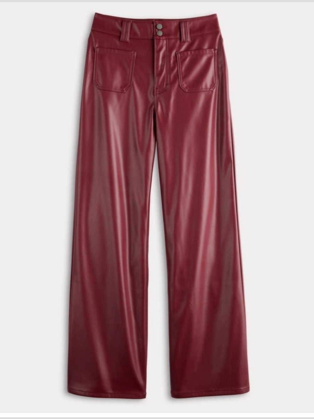 Tinseltown Burgundy Faux Leather Waistband Pants